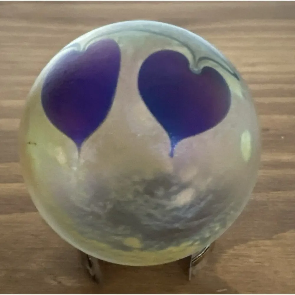 1981 EICKHOLT HEART‎ VINE GLASS PAPERWEIGHT 3